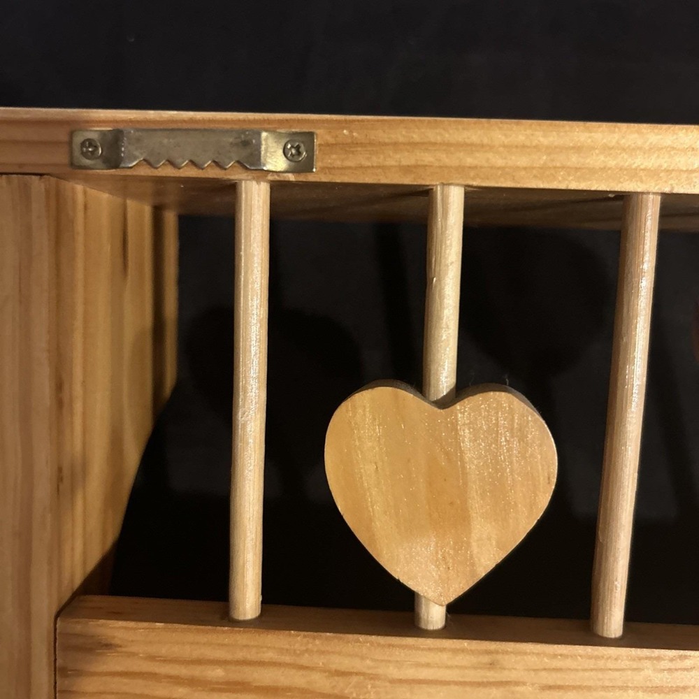 Vintage Wood Wall Mounted Coat & Hat Rack with Shelf, Heart Cutouts, 3‎ Pegs - Picture 4 of 9
